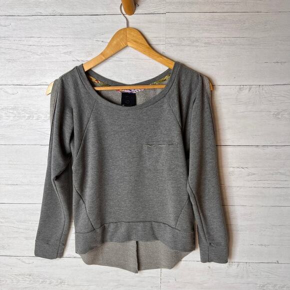 Anthropologie Dolan Sweatshirt Womens Size XS Gray Cold Shoulder Cotton Blend - Picture 1 of 12